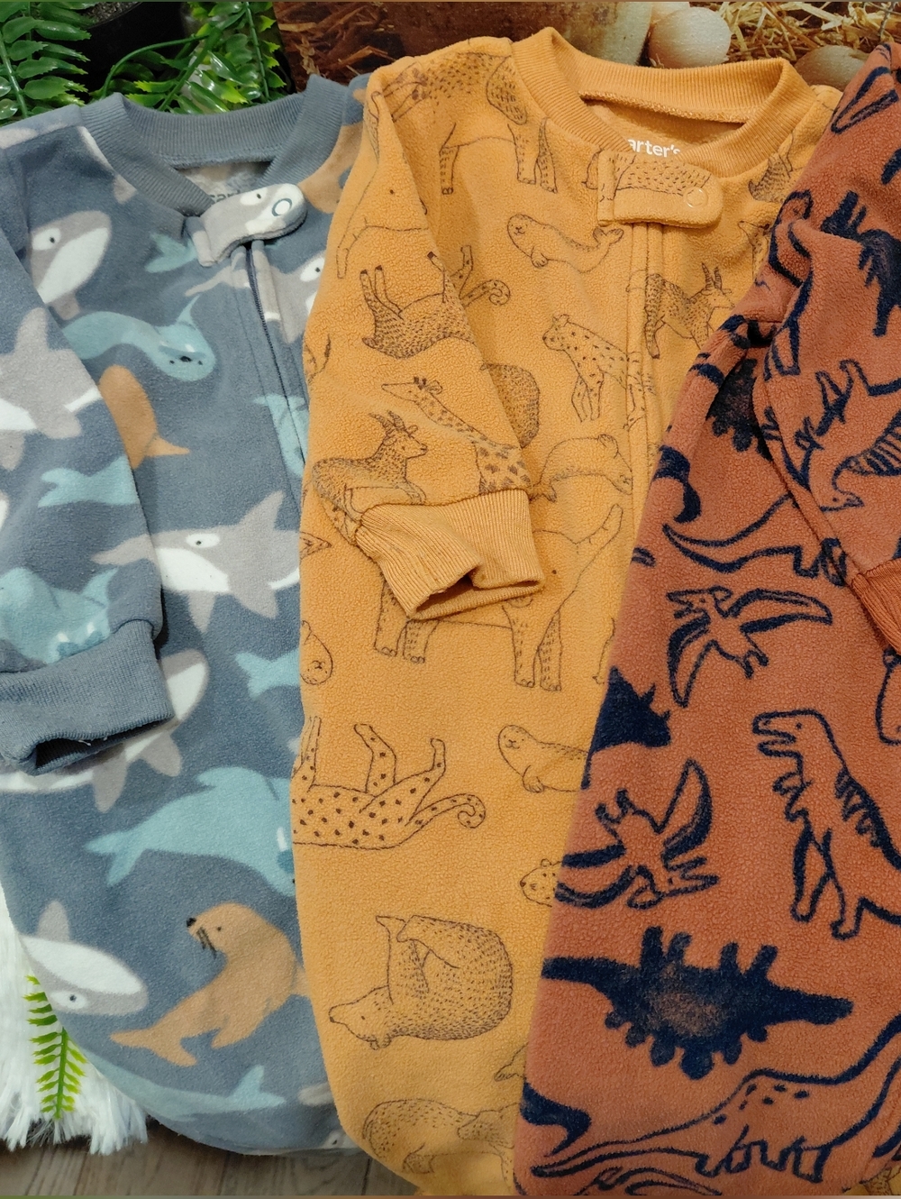 Carter's Brown Animal Print Fleece Zippered Sleeper